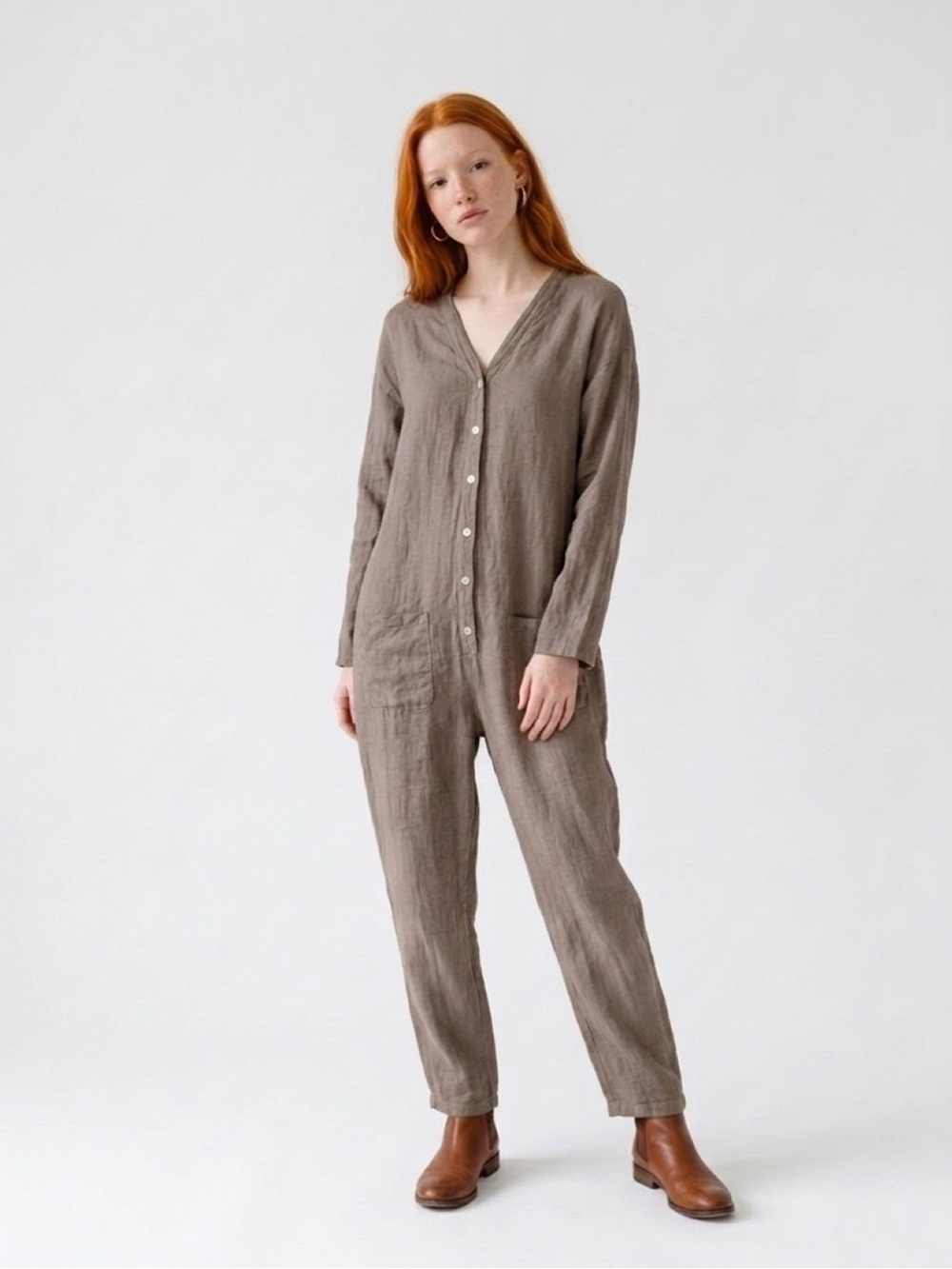JS Millenium Linen Jumpsuit in Gray